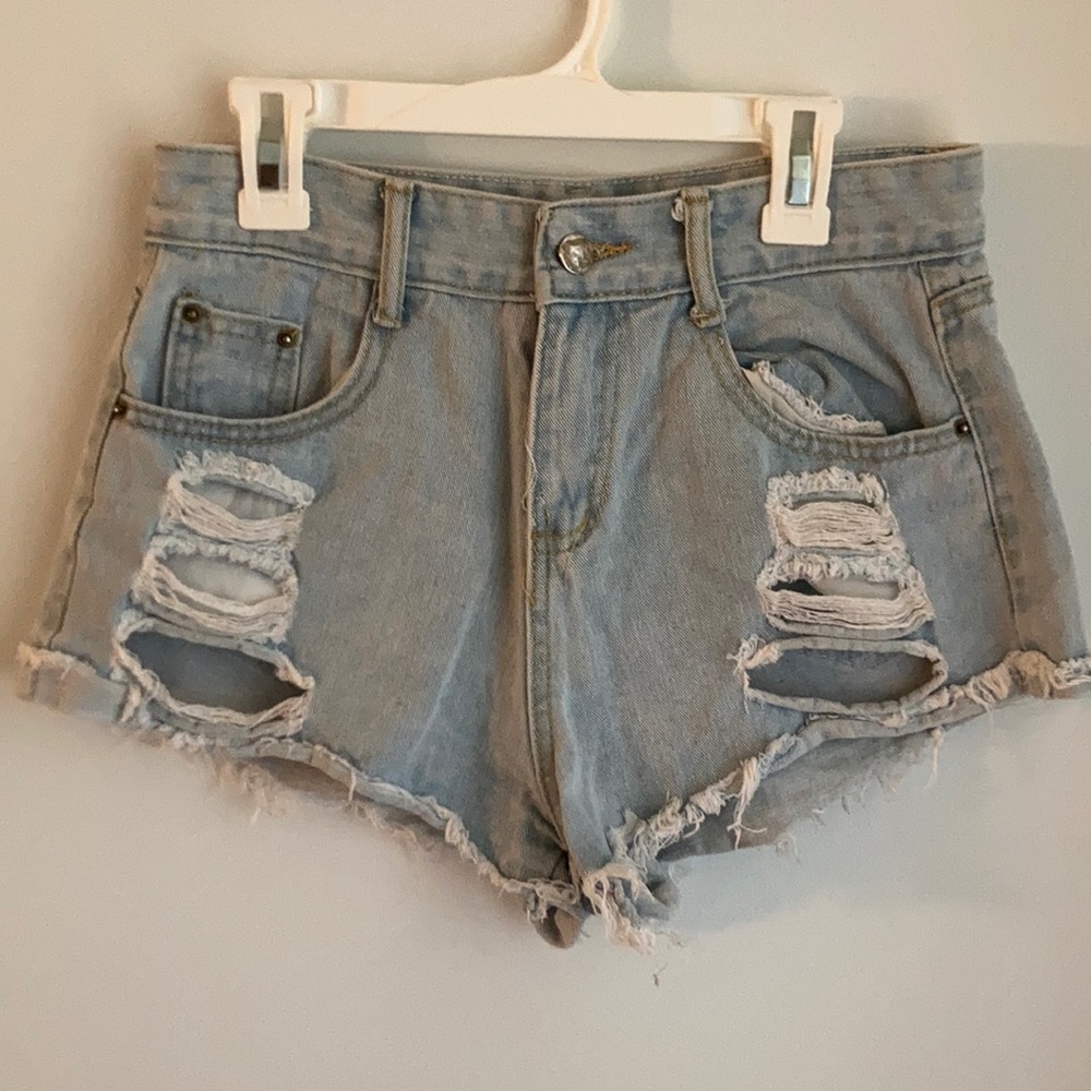 light wash denim festival shorts